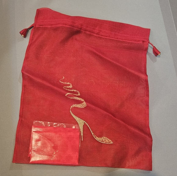 Rene Caovilla red mesh shoe dust bag and heel replacements and tissue paper - Picture 3 of 6